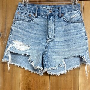 American Eagle Outfitters Light Blue Distressed Jean Shorts